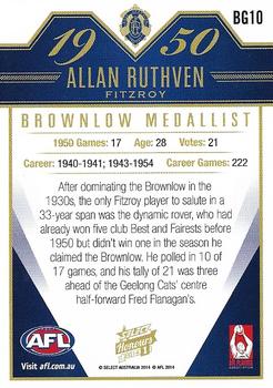 2014 Select AFL Honours Series 1 - Brownlow Gallery #BG10 Alan Ruthven Back